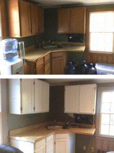 Before and after of wet bar.
