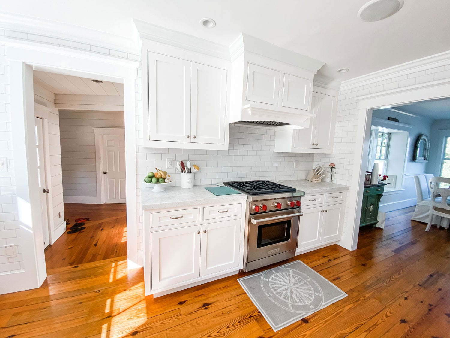 White kitchen cabinets refinished