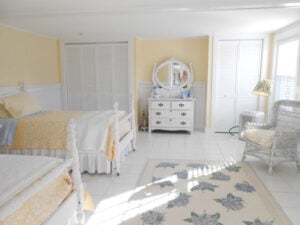 Interior painting of yellow bedroom