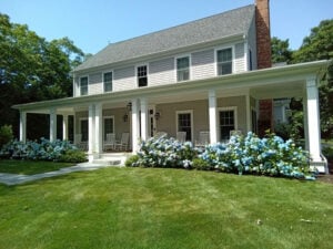 Exterior paint of home with porch columns