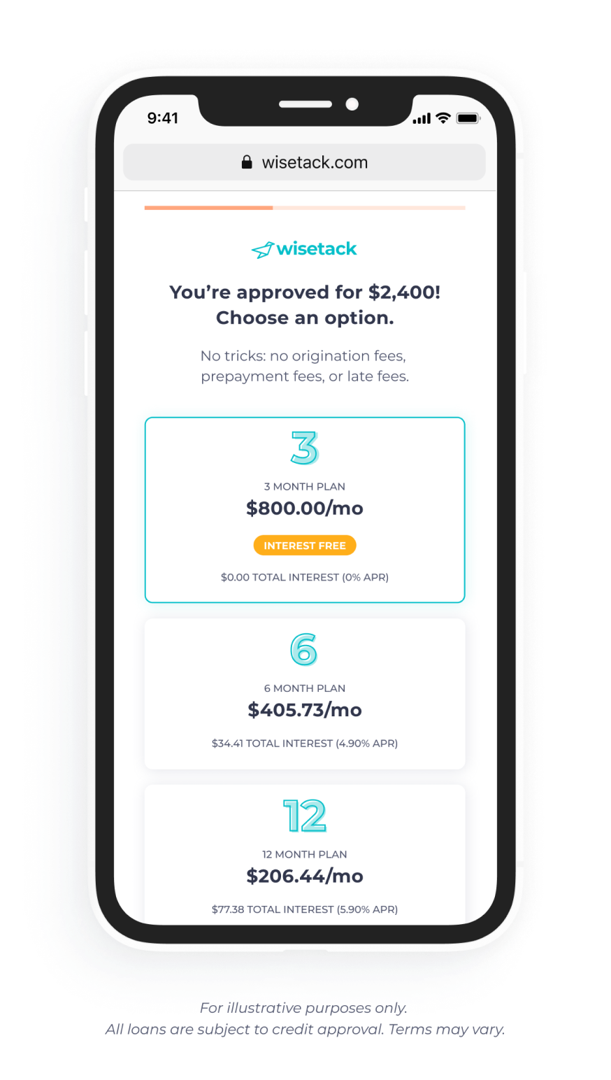 Wisetack Financing via phone