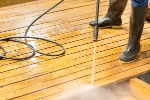 Pressure washing deck